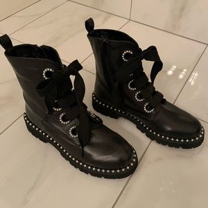 DUNE London Leather Combat Boots Size 8